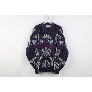 Vtg 90s Coogi Style Mens Medium Ed Bassmaster Abstract Geometric Knit Sweater